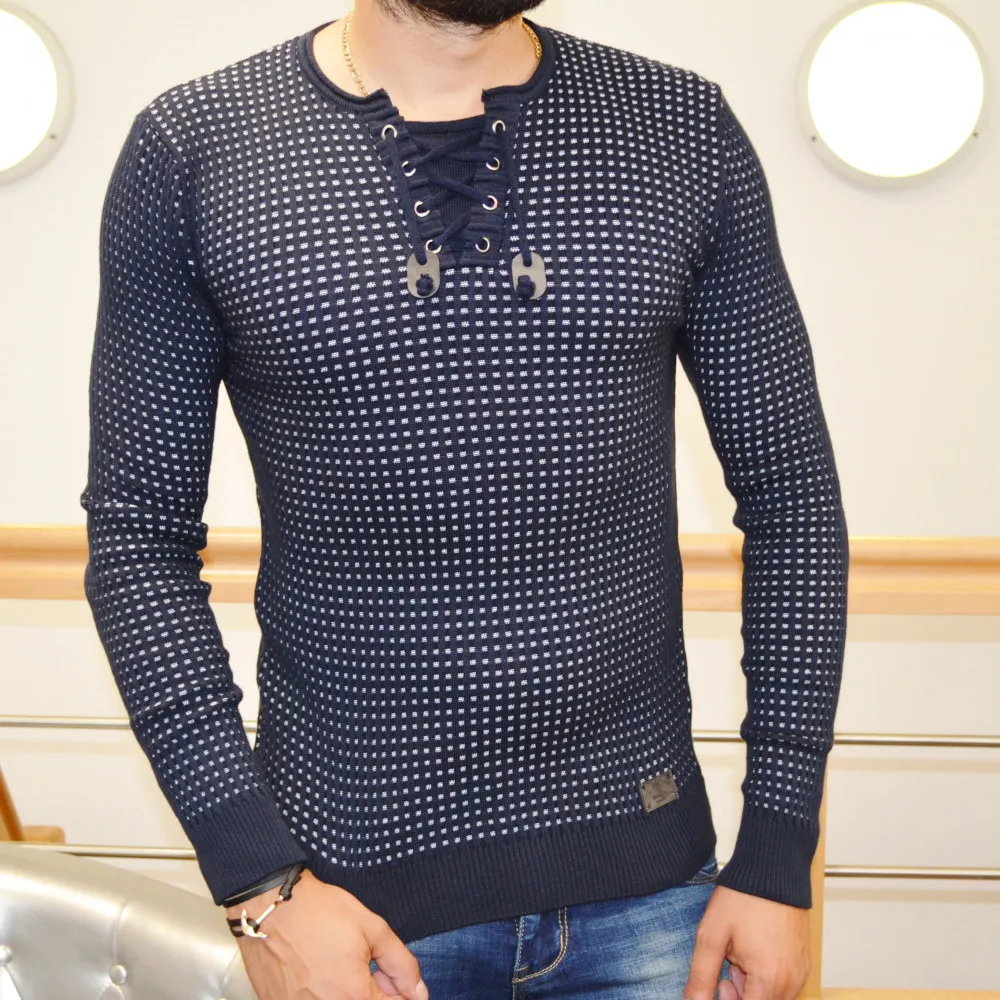 Pull homme bleu marine